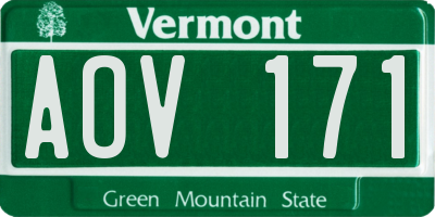 VT license plate AOV171