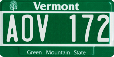 VT license plate AOV172