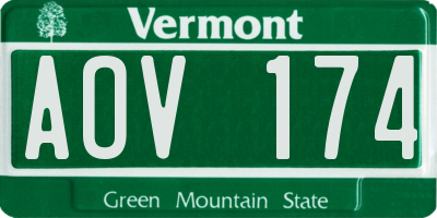 VT license plate AOV174