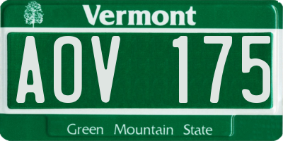 VT license plate AOV175