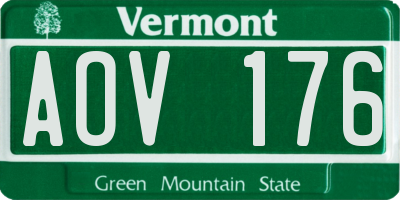 VT license plate AOV176