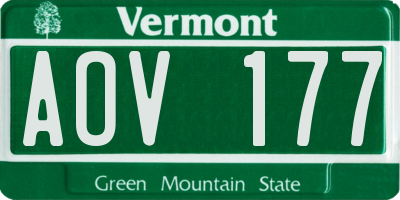 VT license plate AOV177