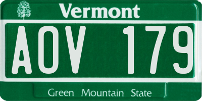 VT license plate AOV179