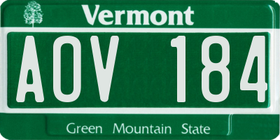 VT license plate AOV184