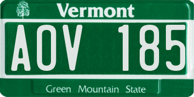VT license plate AOV185
