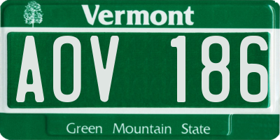 VT license plate AOV186