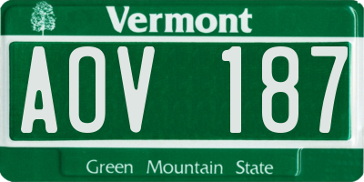 VT license plate AOV187