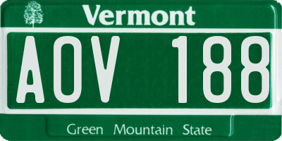 VT license plate AOV188