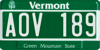 VT license plate AOV189