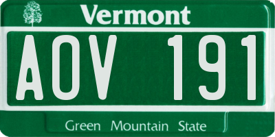 VT license plate AOV191