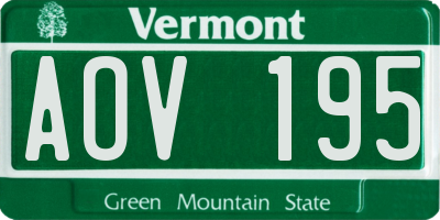 VT license plate AOV195
