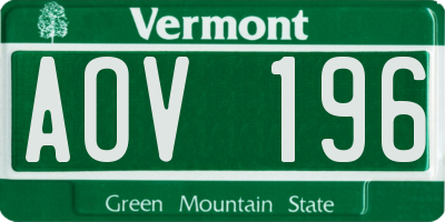 VT license plate AOV196