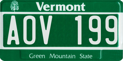 VT license plate AOV199