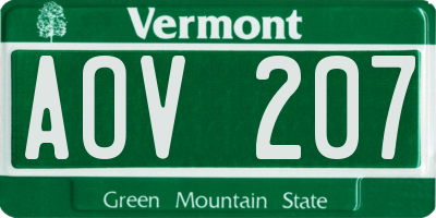 VT license plate AOV207