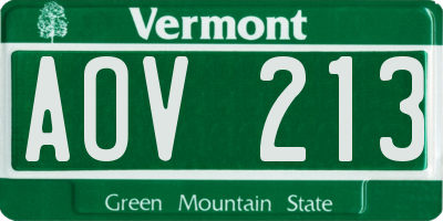 VT license plate AOV213