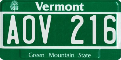 VT license plate AOV216