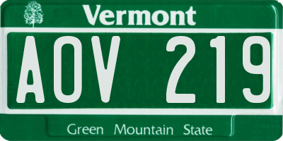 VT license plate AOV219