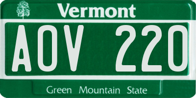 VT license plate AOV220