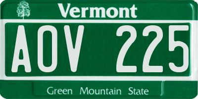 VT license plate AOV225