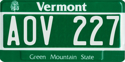 VT license plate AOV227