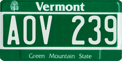 VT license plate AOV239