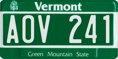VT license plate AOV241