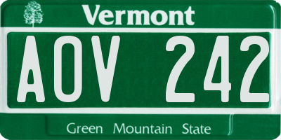 VT license plate AOV242