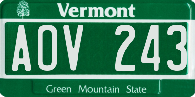 VT license plate AOV243