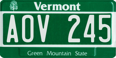 VT license plate AOV245