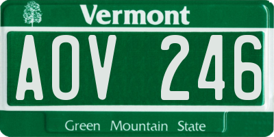VT license plate AOV246