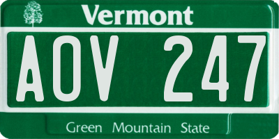 VT license plate AOV247