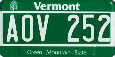 VT license plate AOV252