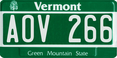 VT license plate AOV266