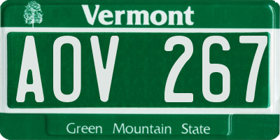 VT license plate AOV267