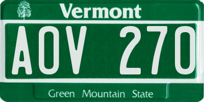 VT license plate AOV270