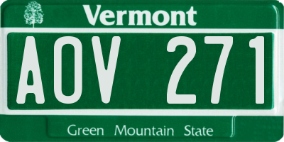 VT license plate AOV271