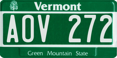 VT license plate AOV272