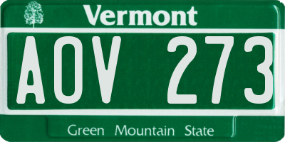 VT license plate AOV273