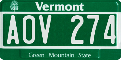 VT license plate AOV274