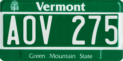 VT license plate AOV275
