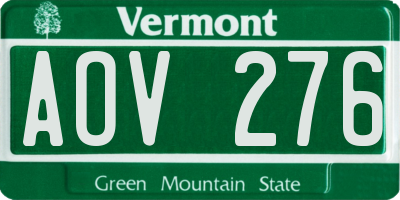 VT license plate AOV276