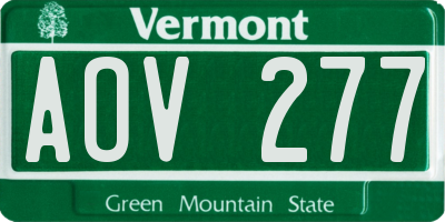 VT license plate AOV277