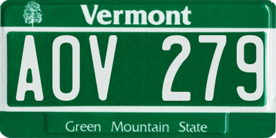 VT license plate AOV279