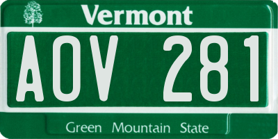 VT license plate AOV281