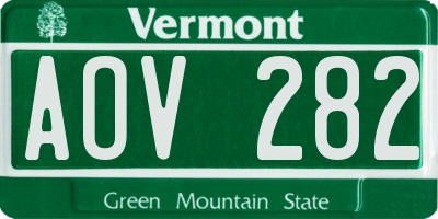 VT license plate AOV282