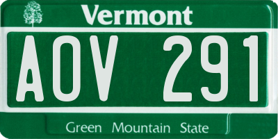 VT license plate AOV291