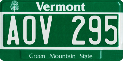 VT license plate AOV295
