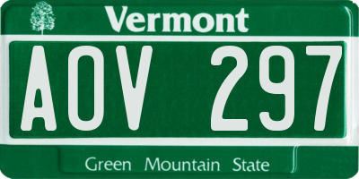 VT license plate AOV297