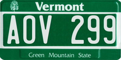 VT license plate AOV299