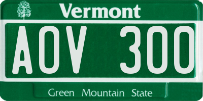 VT license plate AOV300